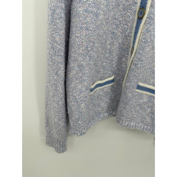 J. Crew Blue Periwinkle Cardigan Marled Sweater Lady Jacket Women Size L Preppy - Picture 4 of 9